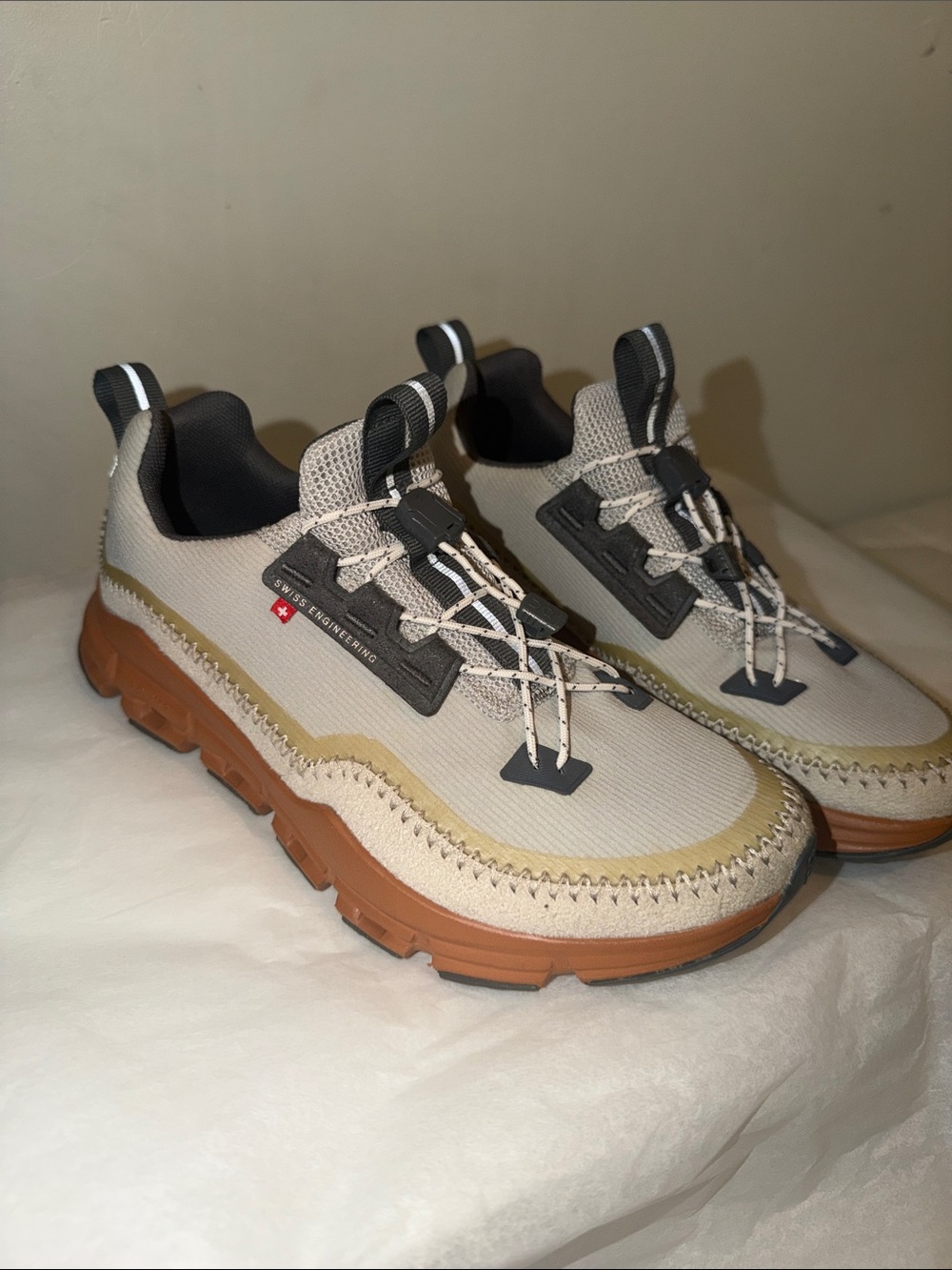 On Running Womes  Beige, Brown and Black Knit Sneakers